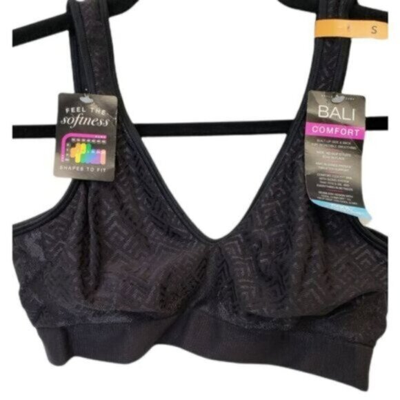 NEW Bali Smoothing Comfort Bra Black Wide Strap Support Size Small - Picture 9 of 9